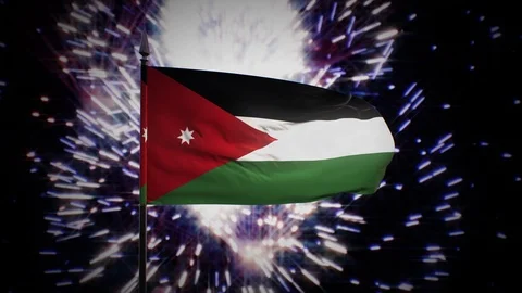 New year firework flag of Jordan Stock Footage 101349208