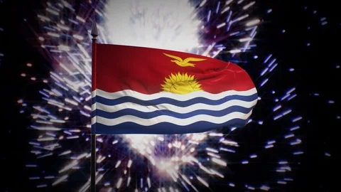 New year firework flag of Kiribati Stock Footage 101349387