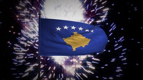 New year firework flag of Kosovo Stock Footage 101349846