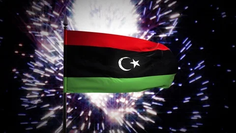New year firework flag of Libya Stock Footage 101350770