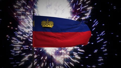 New year firework flag of Liechtenstein Stock Footage 101351101