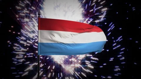 New year firework flag of Luxembourg Stock Footage 101351120