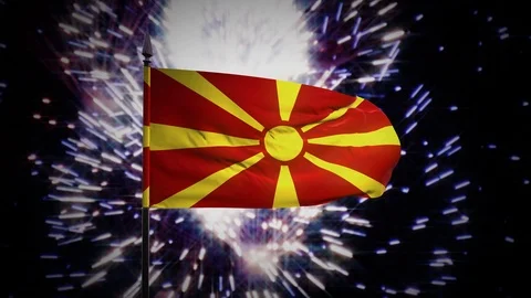 New year firework flag of Macedonia Stock Footage 101351471