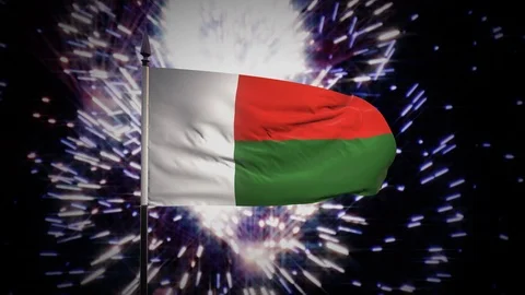 New year firework flag of Madagascar Stock Footage 101351510
