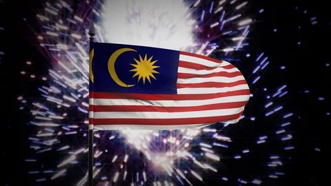 New year firework flag of Malaysia Stock Footage 101351896