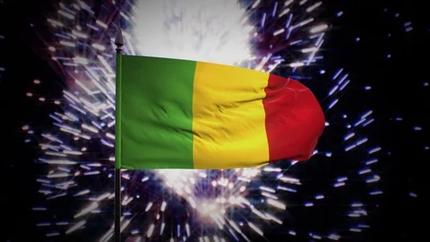 New year firework flag of Mali Stock Footage 101351975