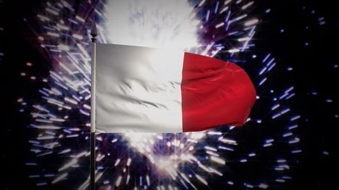 New year firework flag of Malta Stock Footage 101352131