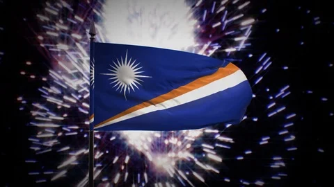New year firework flag of the Marshall Islands Stock Footage 101356141
