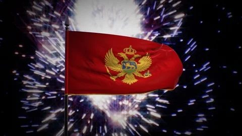 New year firework flag of Montenegro Stock Footage 101352503