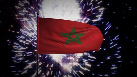 New year firework flag of Morocco Stock-Footage 101352533