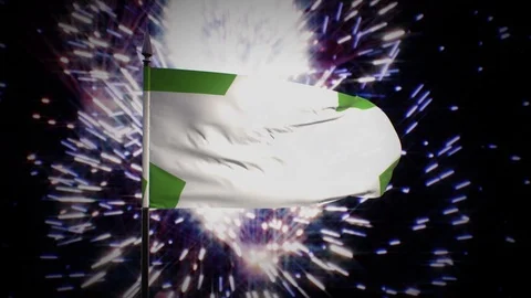 New year firework flag of Myanmar Stock Footage 101352683