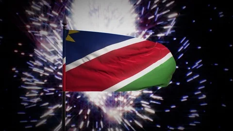 New year firework flag of Namibia Stock Footage 101352702