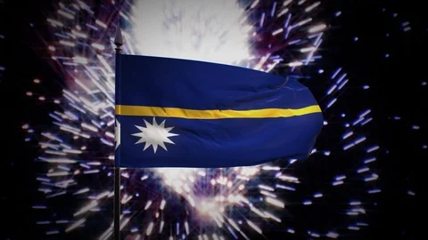 New year firework flag of Nauru Stock Footage 101352929