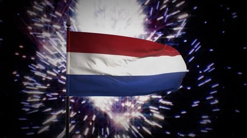New year firework flag of the Netherlands Stock Footage 101356172