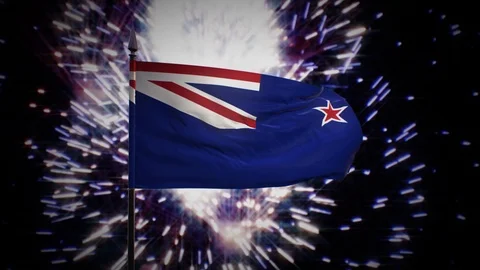 New year firework flag of New Zealand Stock Footage 101352939