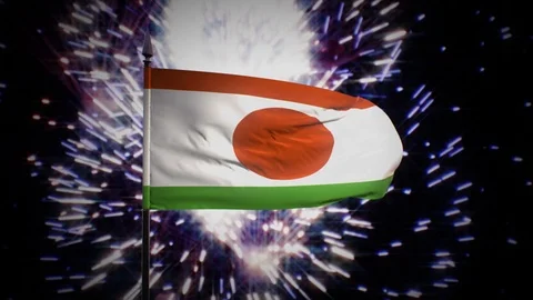 New year firework flag of Niger Stock Footage 101353197