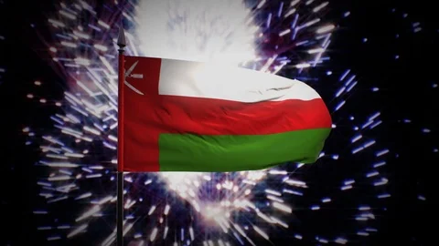 New year firework flag of Oman Stock Footage 101353499