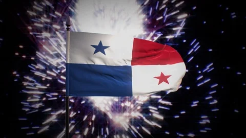 New year firework flag of Panama Stock Footage 101353682