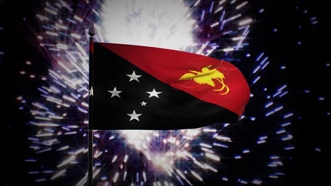 New year firework flag of Papua New Guinea Stock Footage 101353860