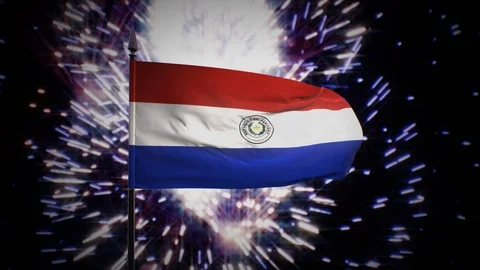 New year firework flag of Paraguay Stock Footage 101353890