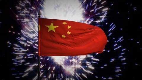 New year firework flag of the Peoples Republic of China Stock Footage 101356146