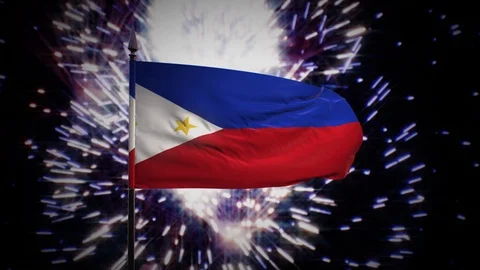 New year firework flag of the Philippines Stock-Footage 101356278