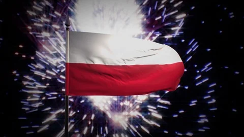 New year firework flag of Poland Stock Footage 101354066