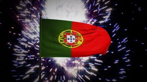 New year firework flag of Portugal Stock Footage 101354093