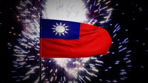 New year firework flag of the Republic of China Stock Footage 101356302
