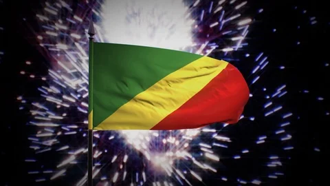 New year firework flag of the Republic of the Congo Stock Footage 101356368