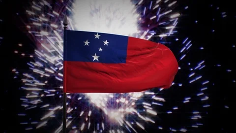 New year firework flag of Samoa Stock Footage 101354500