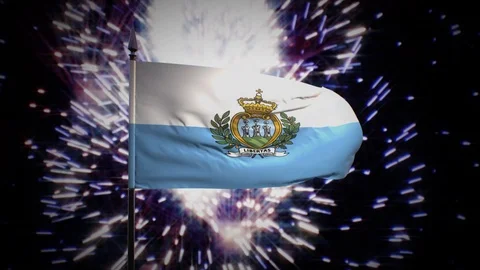 New year firework flag of San Marino Stock Footage 101354522