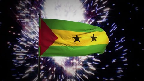 New year firework flag of Sao Tome and Principe Stock Footage 101354525