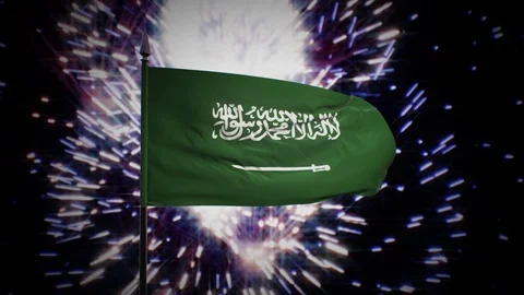 New year firework flag of Saudi Arabia Stock Footage 101354616
