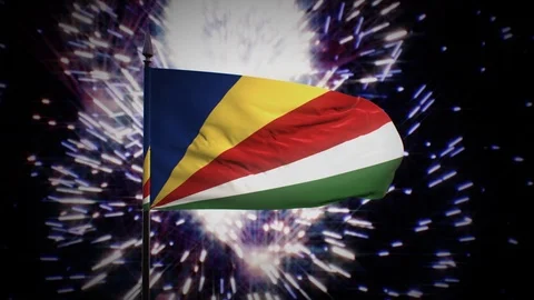 New year firework flag of Seychelles Stock Footage 101354739
