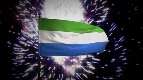 New year firework flag of Sierra Leone Stock Footage 101354751