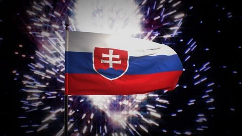 New year firework flag of Slovakia Stock Footage 101354838