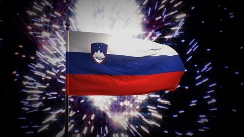 New year firework flag of Slovenia Stock Footage 101354844