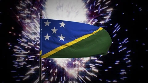 New year firework flag of the Solomon Islands Stock Footage 101356420