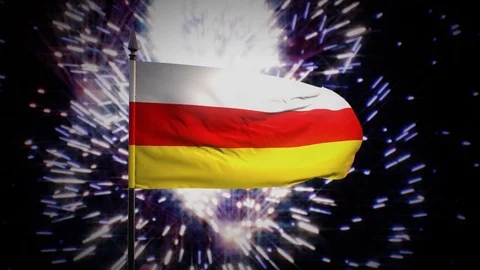 New year firework flag of South Ossetia Stock Footage 101355014