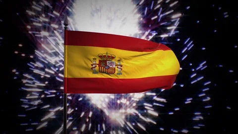 New year firework flag of Spain Stock Footage 101355052