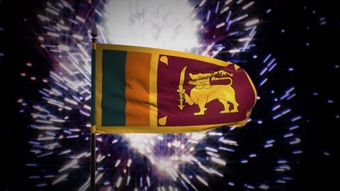 New year firework flag of Sri Lanka Stock Footage 101355130