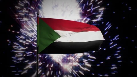 New year firework flag of Sudan Stock Footage 101355177