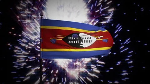 New year firework flag of Swaziland Stock Footage 101355240