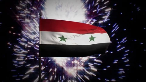New year firework flag of Syria Stock Footage 101355394