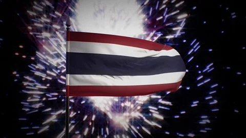 New year firework flag of Thailand Stock Footage 101355571