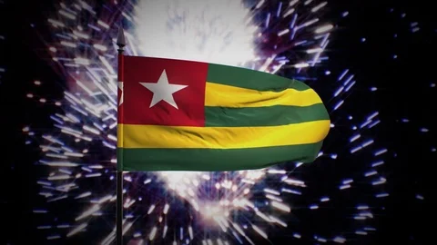 New year firework flag of Togo Stock-Footage 101356644