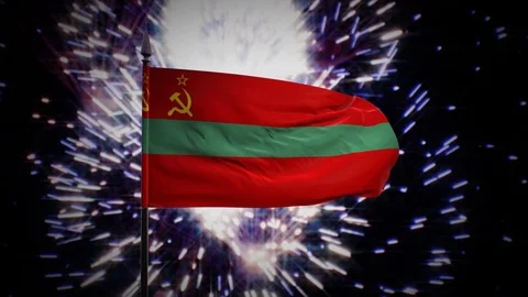 New year firework flag of Transnistria Stock Footage 101356737