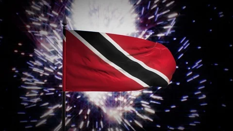 New year firework flag of Trinidad and Tobago Stock-Footage 101356716
