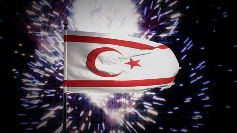 New year firework flag of the Turkish Republic of Northern Cyprus Stock Footage 101356522